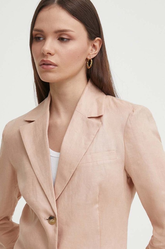 United Colors of Benetton marynarka lniana różowy 2AGHDW01Z