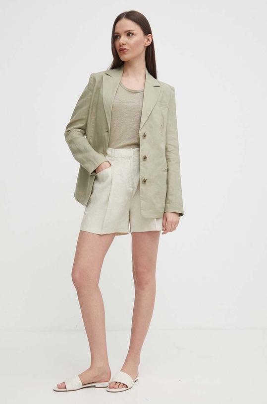 United Colors of Benetton marynarka lniana 2AGHDW01Z zielony SS24