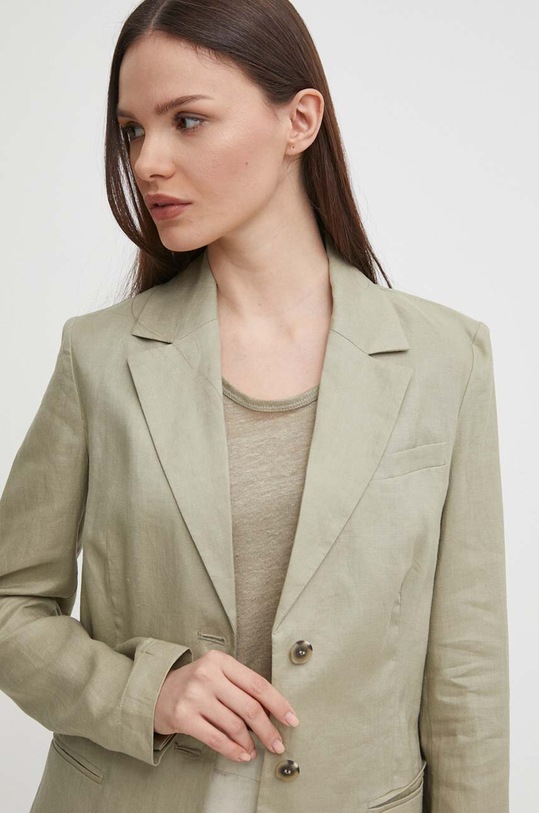 United Colors of Benetton marynarka lniana zielony 2AGHDW01Z