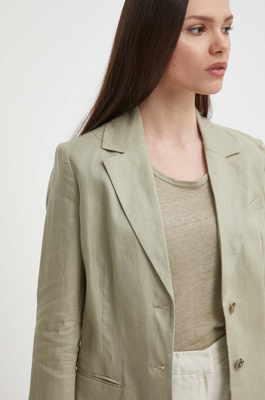 United Colors of Benetton marynarka lniana 2AGHDW01Z zielony