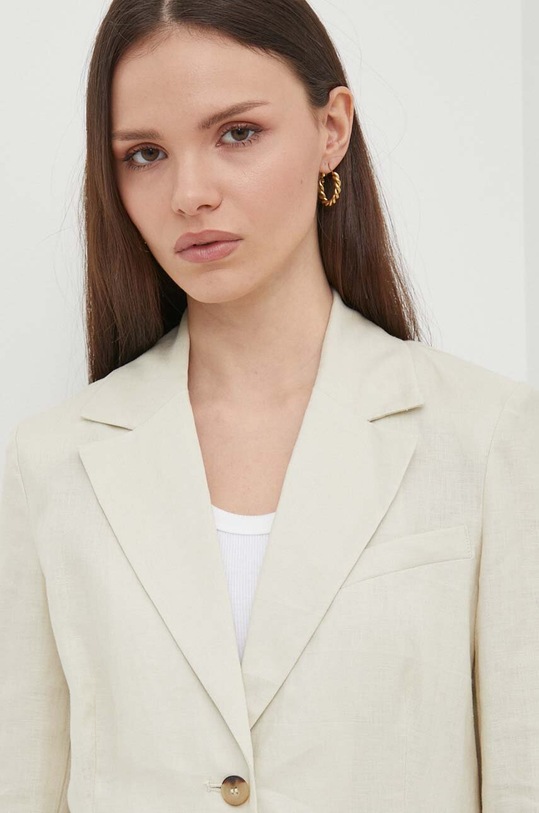 Льняной жакет United Colors of Benetton бежевый 2AGHDW01Z