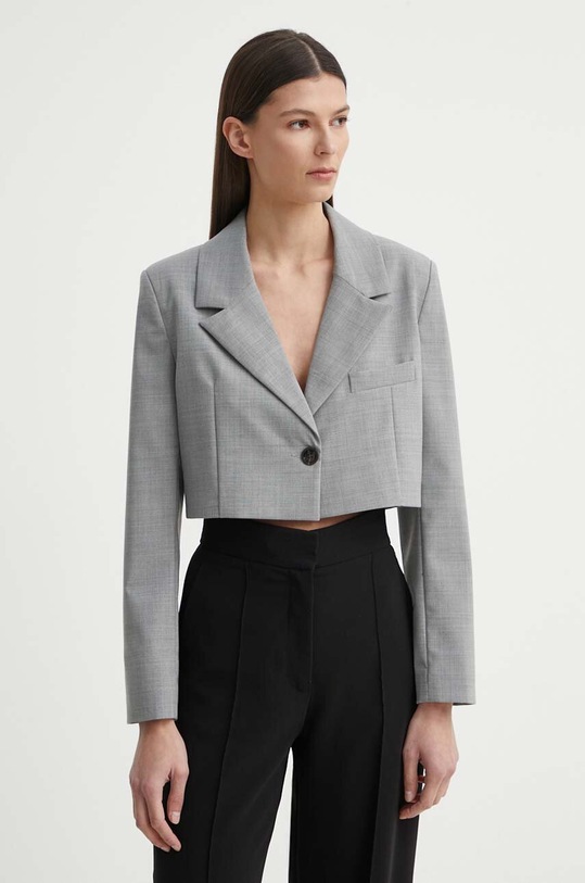 Blazer s příměsí vlny Alohas látka šedá R100502