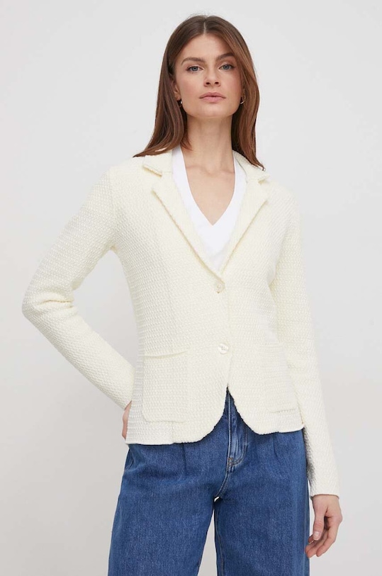 Sisley pamut blézer dzsörzé bézs 11AZM601Q