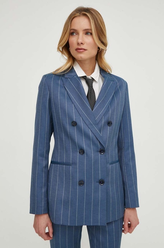 Sisley giacca in lino misto tessuto blu 27I2LW01Y
