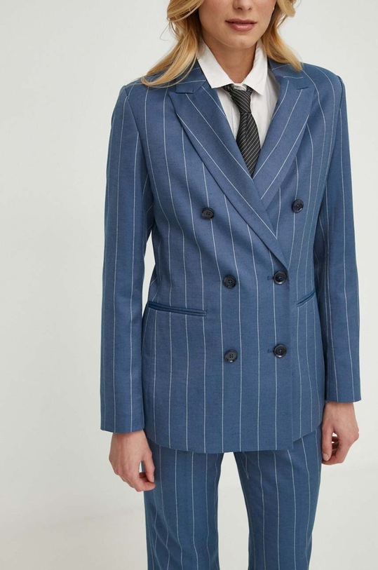 Sisley giacca in lino misto blu 27I2LW01Y