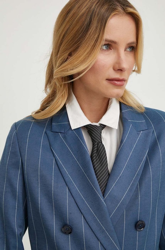 Sisley giacca in lino misto 27I2LW01Y blu