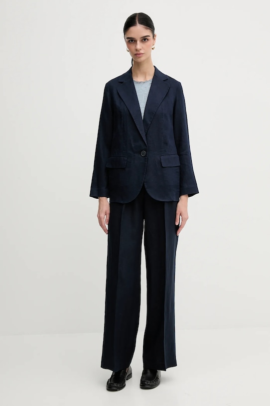 Sisley len blézer 2AGHLW019 sötétkék SS25