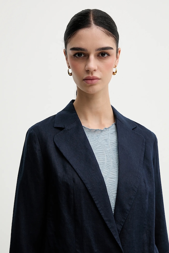 Sisley len blézer sötétkék 2AGHLW019