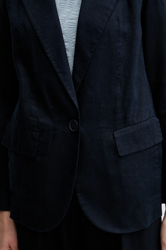 Sisley len blézer 2AGHLW019 sötétkék