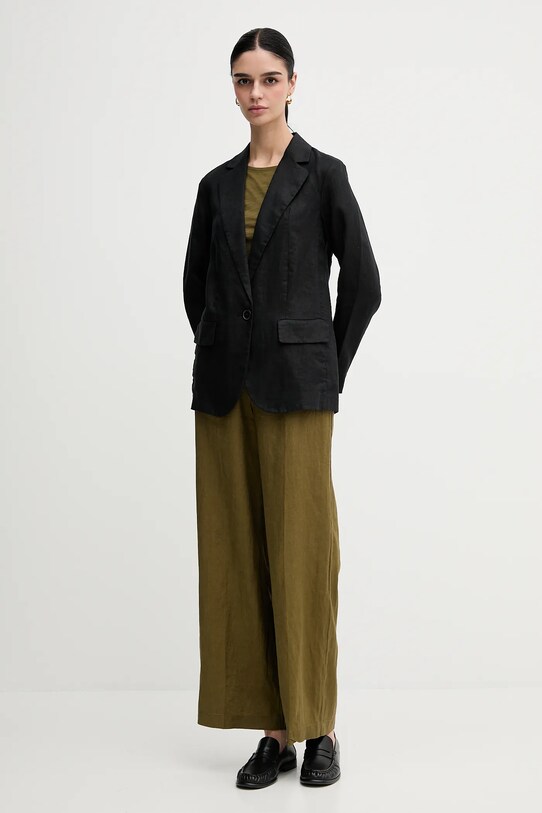Льняной жакет Sisley 2AGHLW019 чёрный SS25