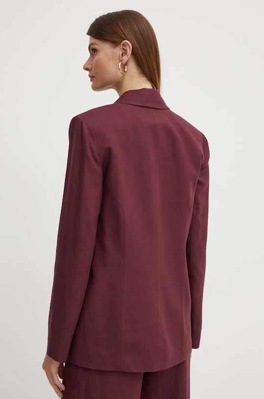 Odzież Patrizia Pepe marynarka z domieszką lnu 2S1496.A052 bordowy