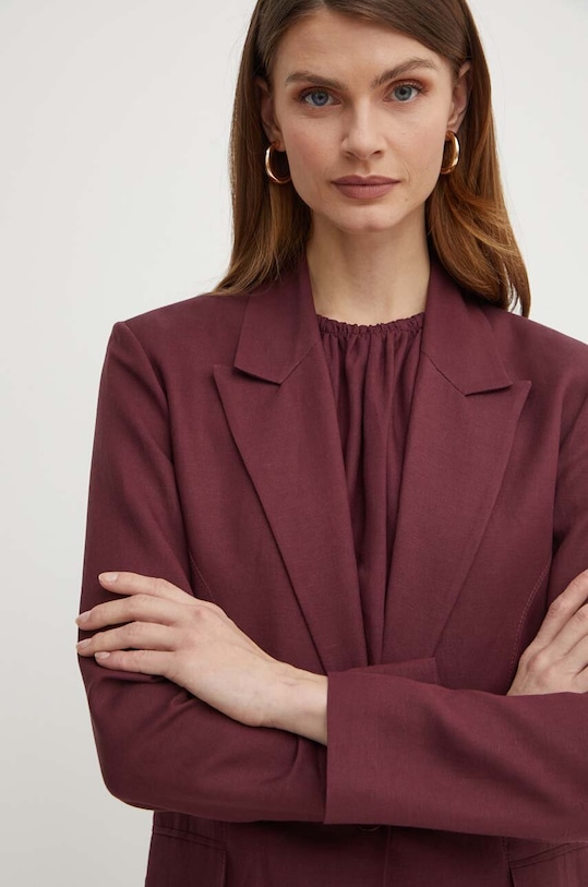 Patrizia Pepe marynarka z domieszką lnu bordowy 2S1496.A052