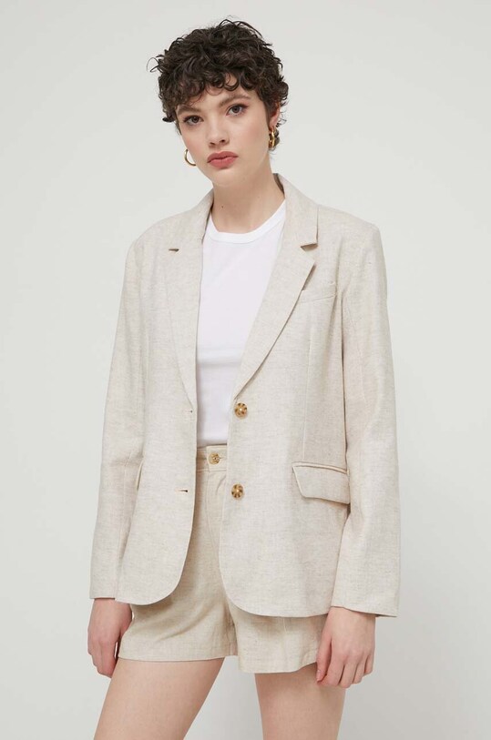 Λινό πανωφόρι Abercrombie & Fitch ύφασμα μπεζ KI144.4038.185