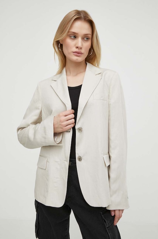 Marc O'Polo blézer vászonkeverékből 403023280065 szürke SS24