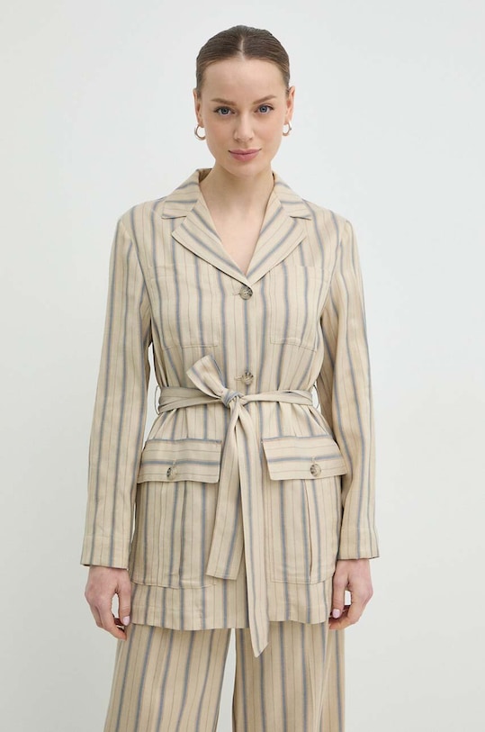 Піджак з домішкою льону MAX&Co. без підкладки бежевий 2416041044200