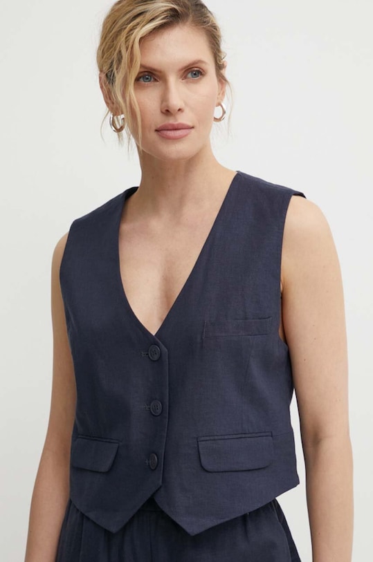 Льняной жилет Gestuz с подкладкой тёмно-синий 10909104