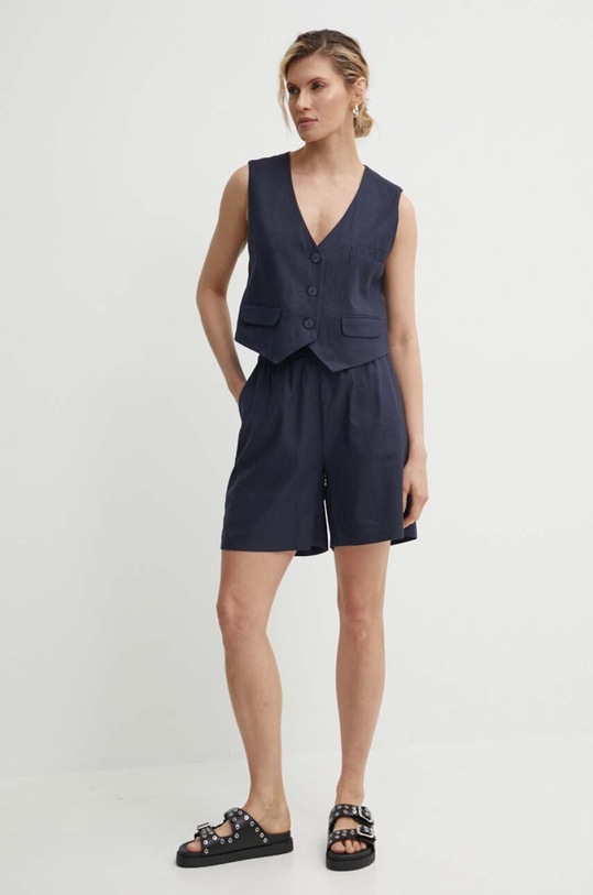 Льняной жилет Gestuz 10909104 тёмно-синий SS24