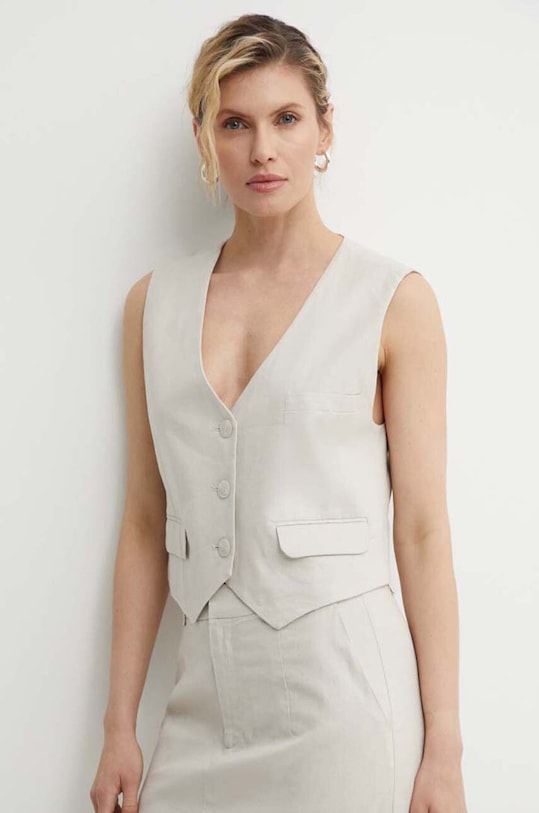 Gestuz kamizelka lniana tkanina beżowy 10909104