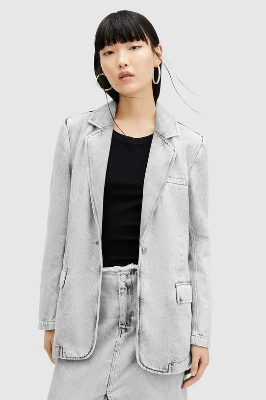 Suknjič AllSaints EVER DENIM Oversize siva WO547Z