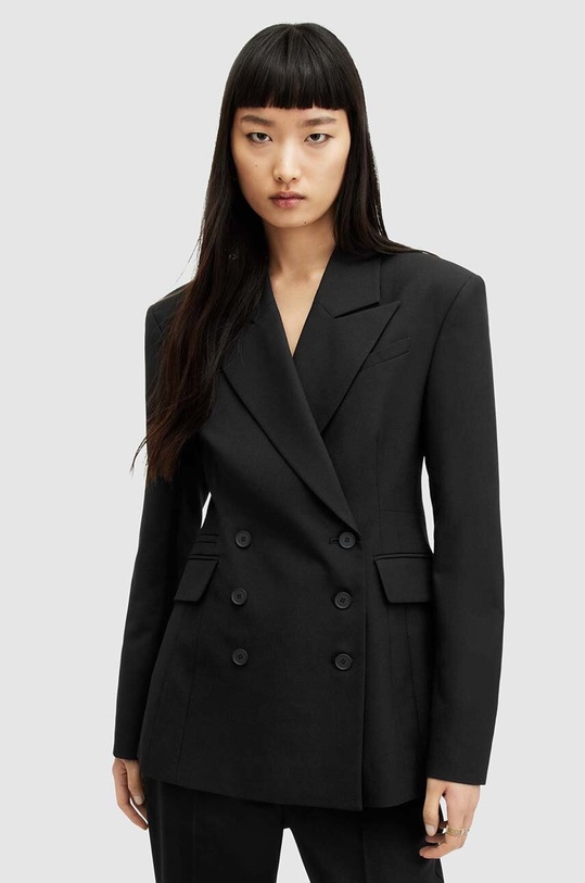 AllSaints sacou din lana SEVENH cu captuseala negru WT517Z