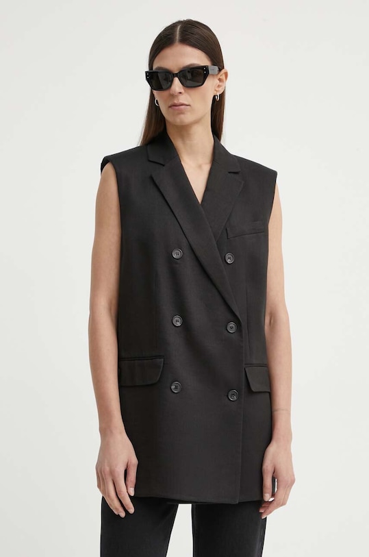 Льняной жилет Theory с подкладкой чёрный O0403101