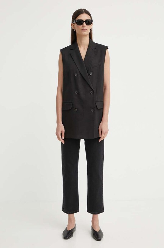 Льняной жилет Theory O0403101 чёрный SS24