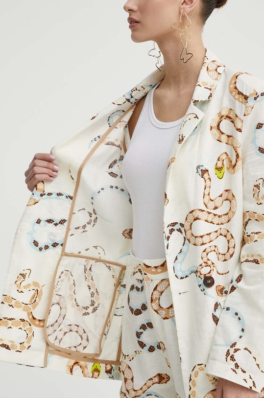 Sako s příměsí lnu Never Fully Dressed NFDOU318.Cream