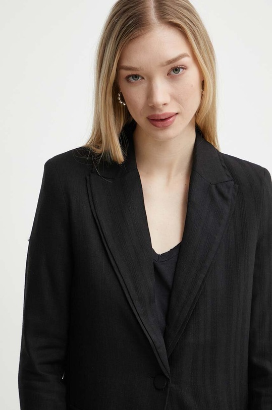 Desigual marynarka z domieszką lnu CRESTONE czarny 24SWEW19