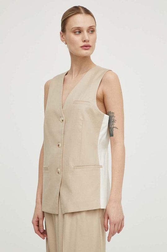 Remain vesta din amestec de lana bej 5013222764