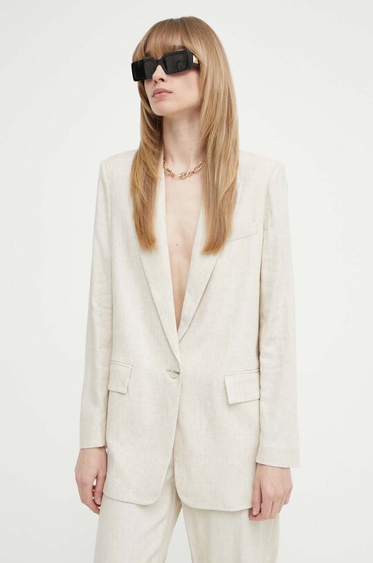 Пиджак с примесью льна Bruuns Bazaar OxalisBBFreida blazer бежевый BBW3938