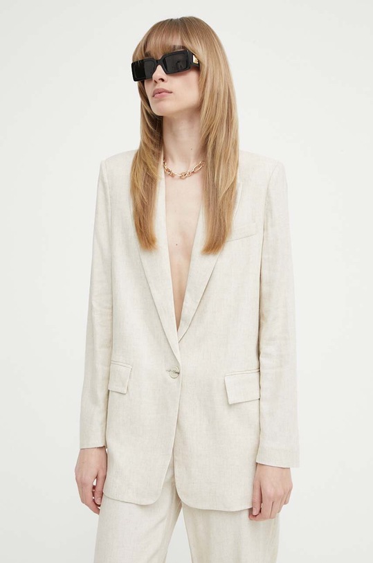 Bruuns Bazaar marynarka z domieszką lnu OxalisBBFreida blazer beżowy BBW3938