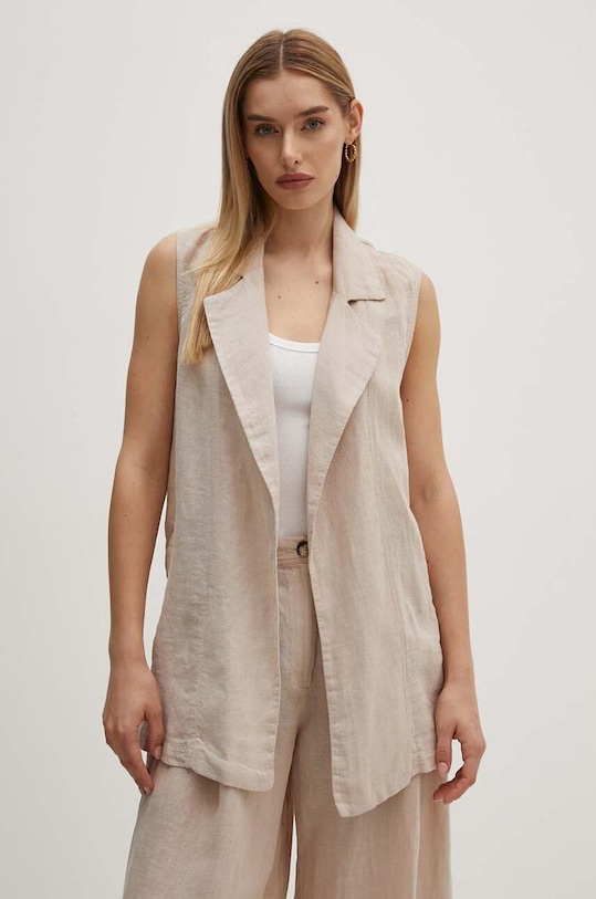 Sisley vestă de in necaptusit bej 21I4LJ00L