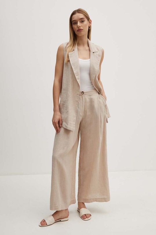 Sisley vestă de in 21I4LJ00L bej SS24