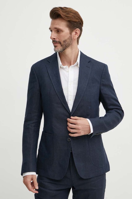 Ľanové sako Joop! Hoverest slim tmavomodrá 30041961