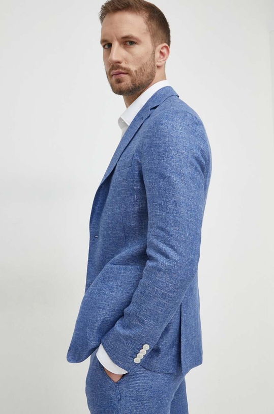 BOSS giacca in lino slim blu 50514618