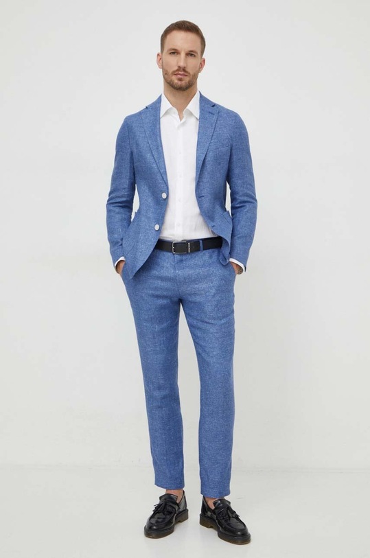 BOSS giacca in lino 50514618 blu SS24