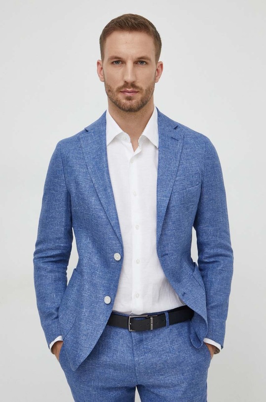 BOSS giacca in lino blu 50514618