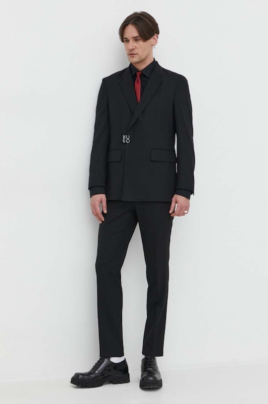 HUGO marynarka z domieszką wełny 50516038 czarny SS24