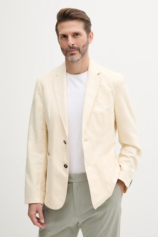 United Colors of Benetton blazer din amestec de in necaptusit bej 2YQSUW014