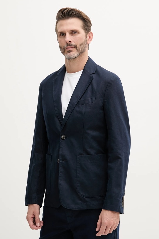 Sako s prímesou ľanu United Colors of Benetton tmavomodrá 2YQSUW014
