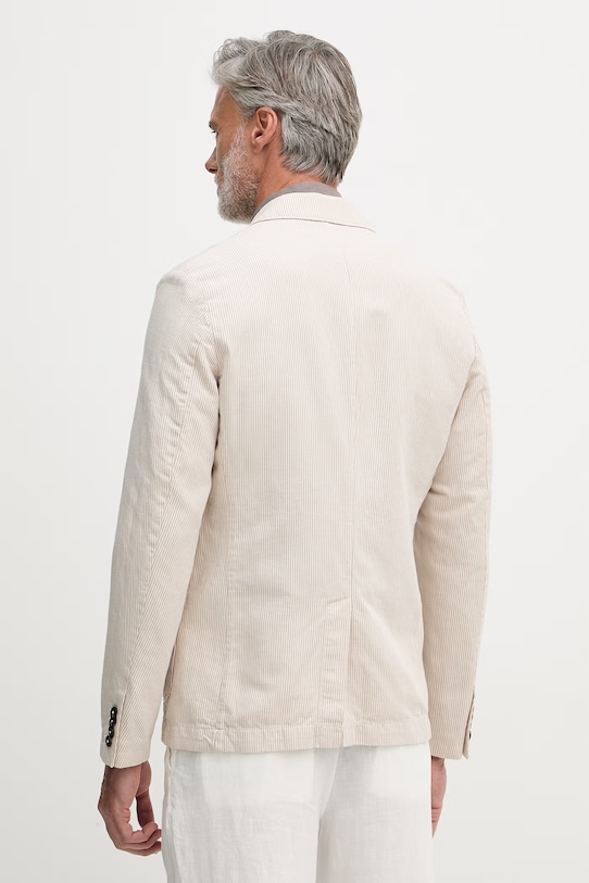 Oblečenie United Colors of Benetton jednoradové sako pánske s prímesou ľanu 2YQSUW014 béžová