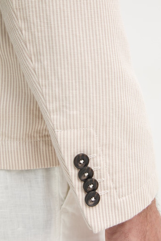 United Colors of Benetton jednoradové sako pánske s prímesou ľanu 2YQSUW014 béžová