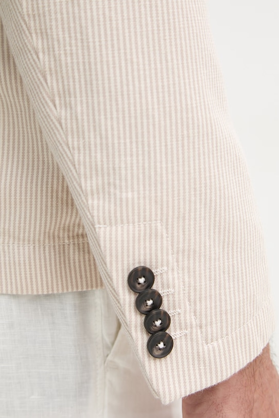 United Colors of Benetton jednoradové sako pánske s prímesou ľanu 2YQSUW014 béžová