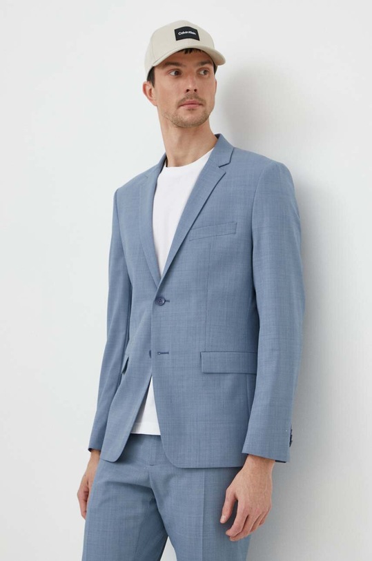 Calvin Klein marynarka z domieszką wełny tkanina niebieski K10K112583