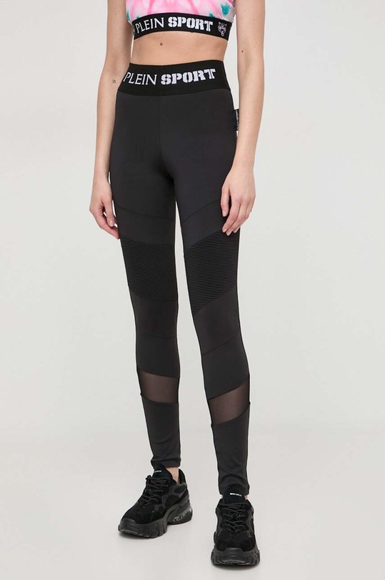 PLEIN SPORT legginsy z elastanem czarny SADC.WJT1833.STE003N