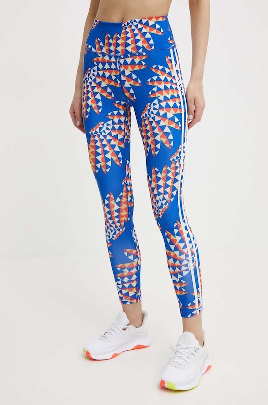 Tréninkové legíny adidas Performance x FARM Rio pletenina modrá IQ4508