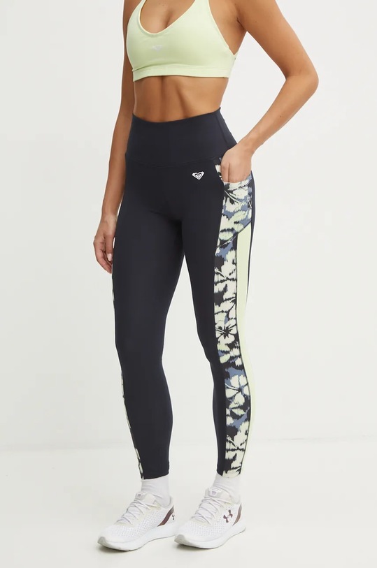 Roxy legginsy treningowe Heart Into It z elastanem czarny ERJNP03549