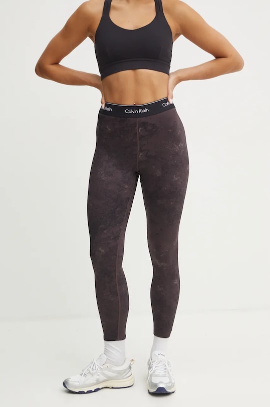 Calvin Klein Performance legginsy treningowe wzorzyste brązowy 00GWS4L652