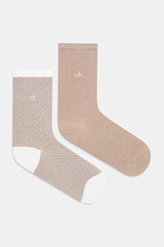 Calvin Klein skarpetki 2-pack wzorzyste beżowy 701230617