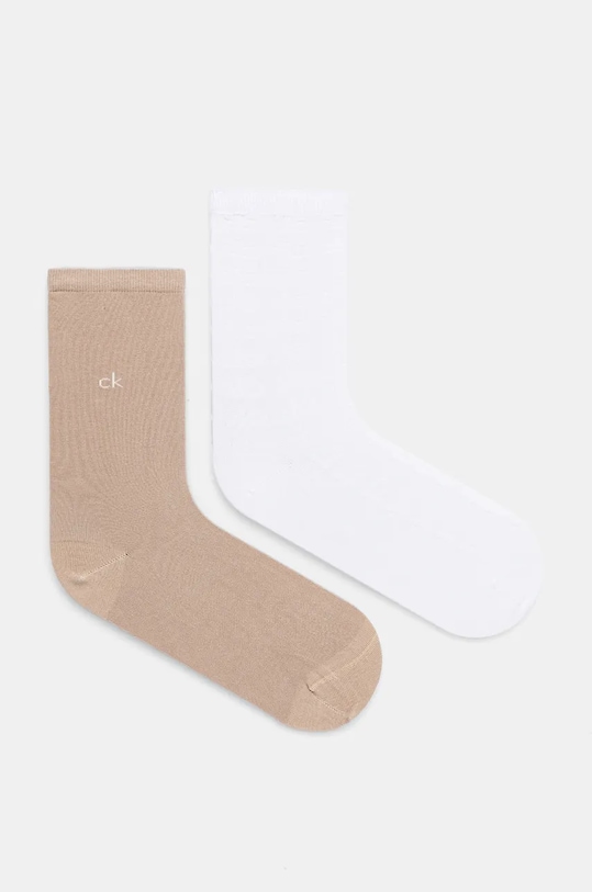 Calvin Klein skarpetki 2-pack drobny wzór beżowy 701230656